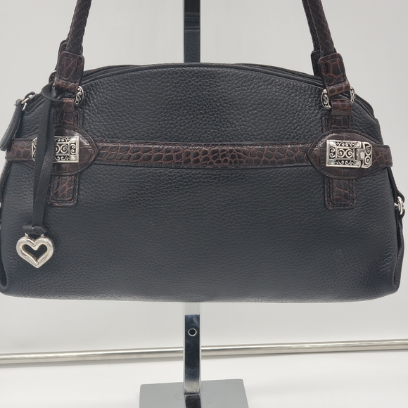 Brighton Black & Brown Pebble Leather Handbag - Picture 3 of 15